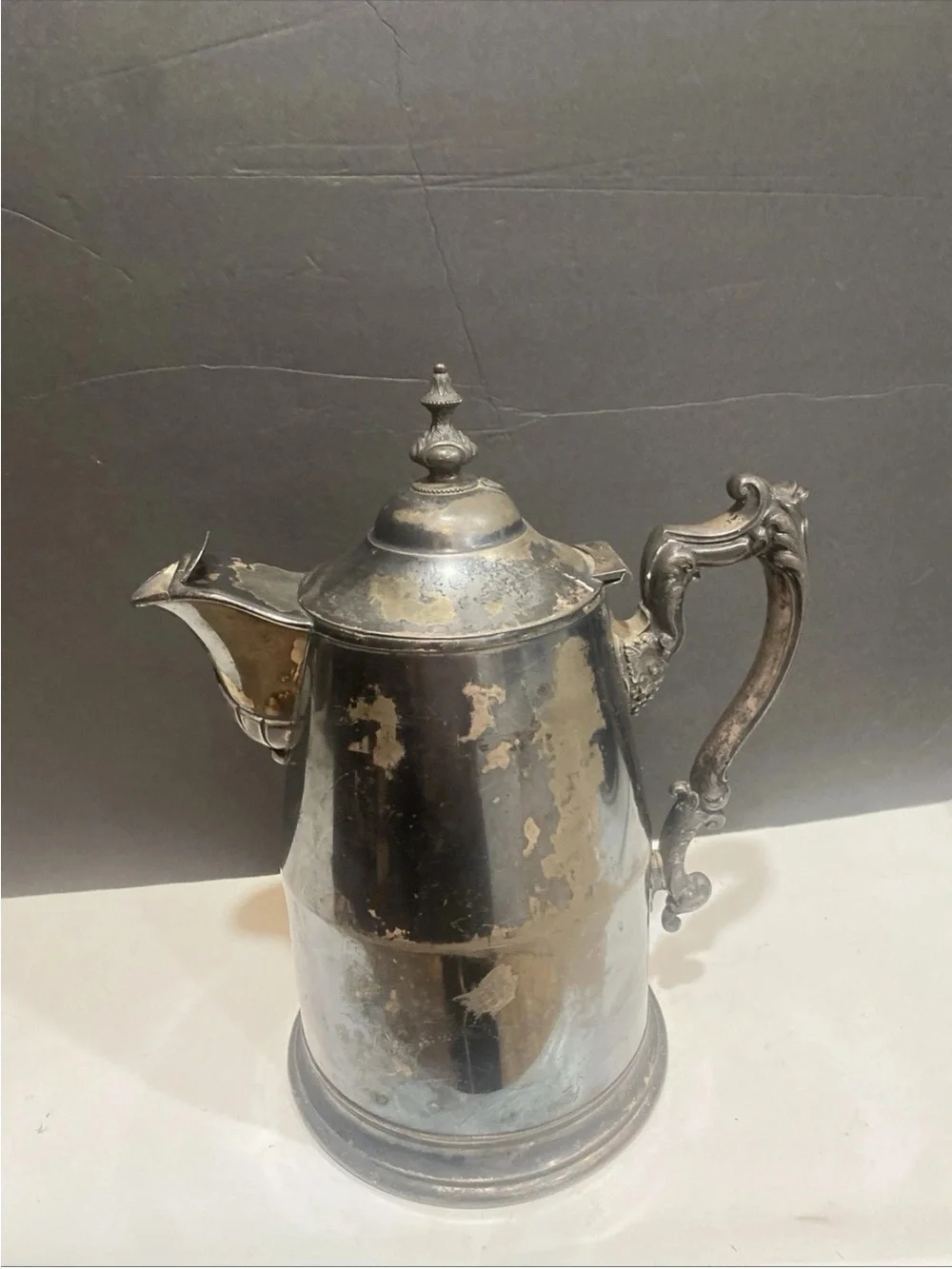 Antique Victorian Large Ceramic Lined Silverplate Lidded Pitcher Pat 1868